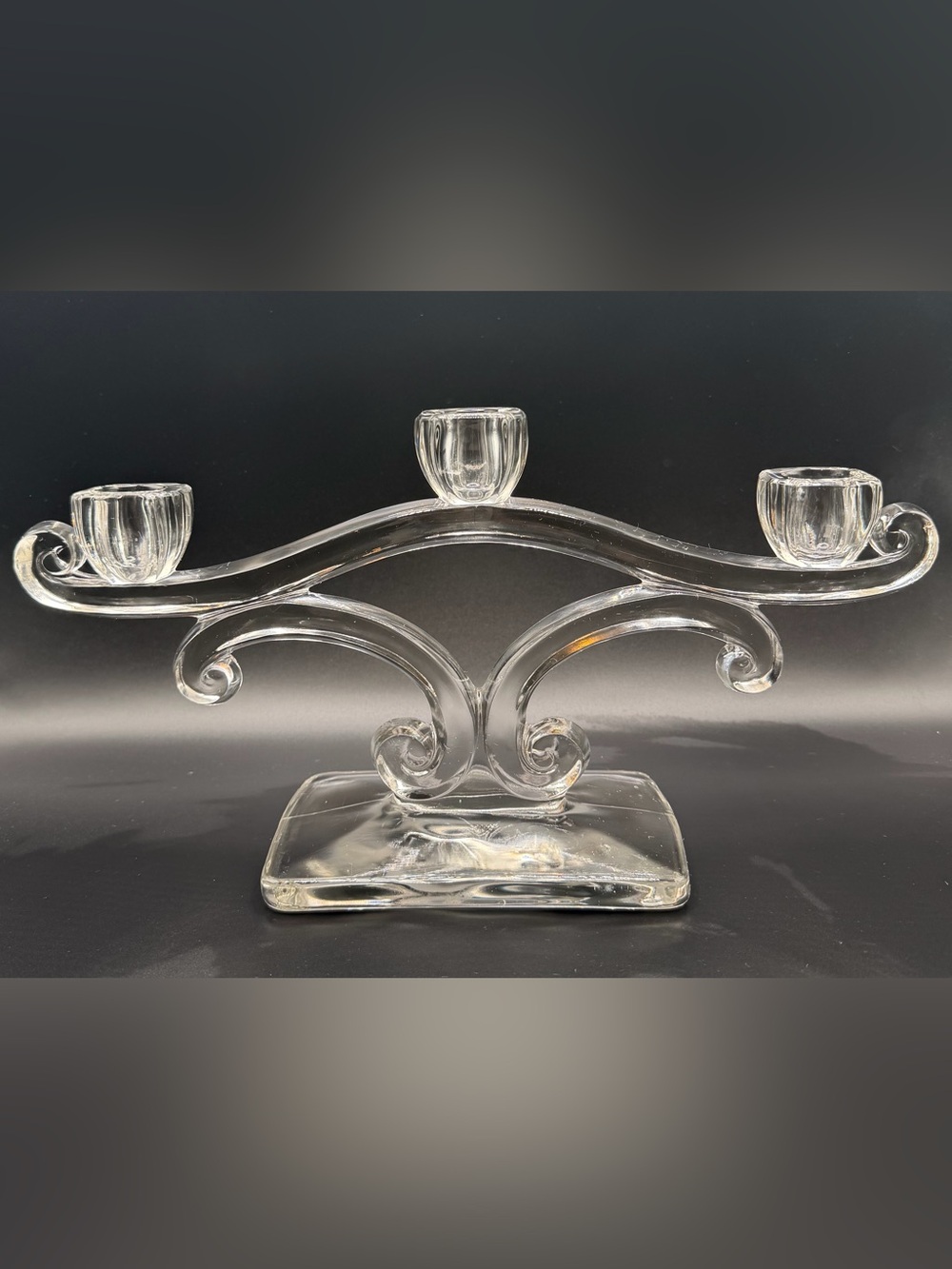 Vintage Clear Glass Three Light Candelabra - Elegant Home Accent